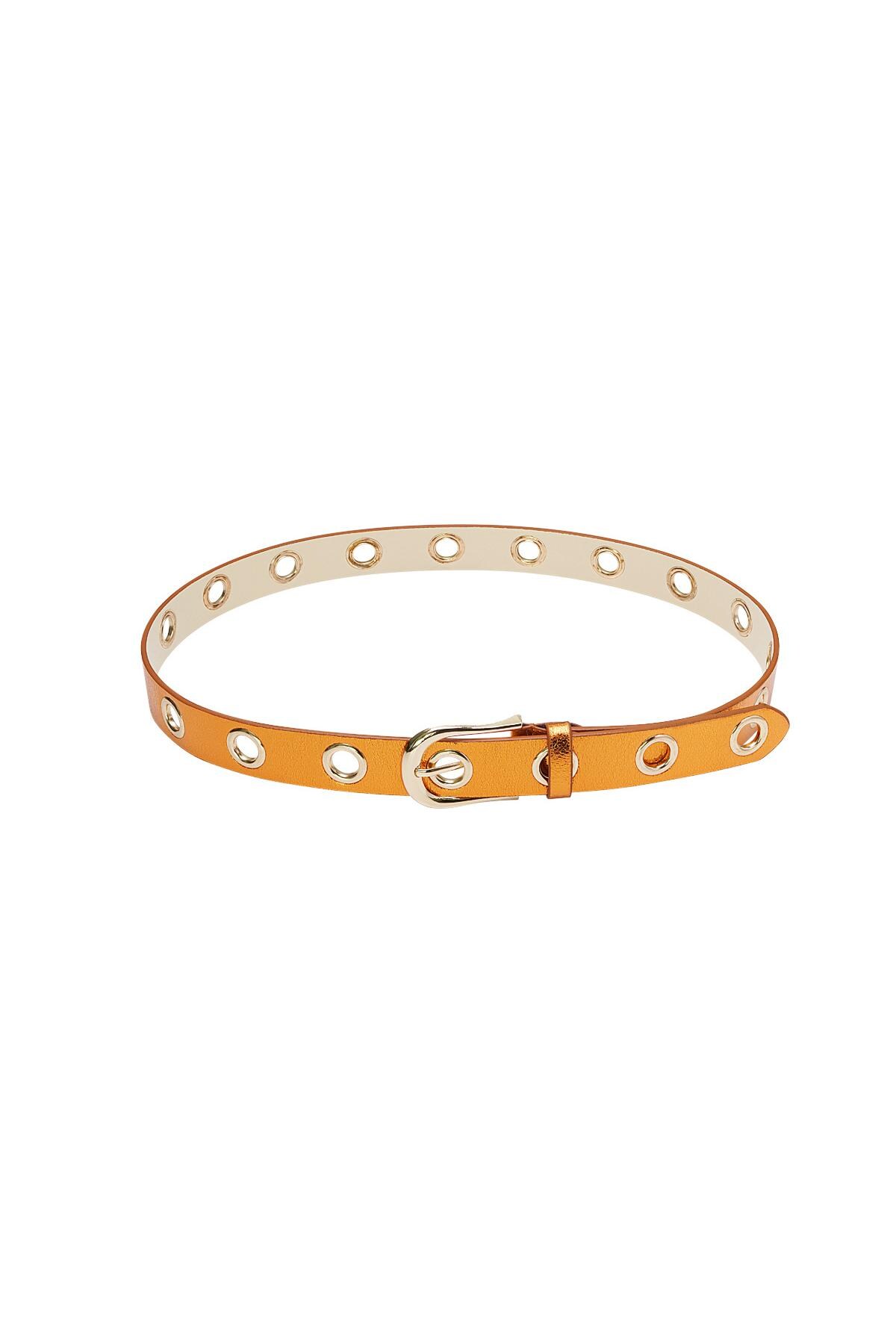 Metallic belt with gold rings Orange PU 80 h5 